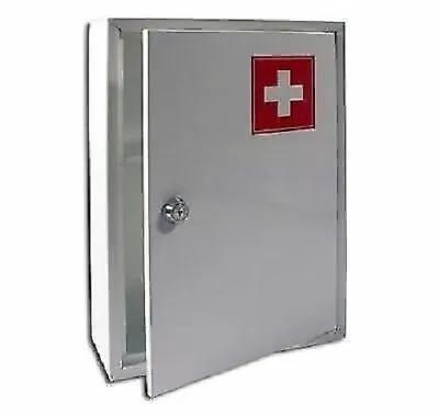 £14.95 • Buy New Metal White Cabinet Steel Locking Medicine Drugs Upboard Storage First Aid