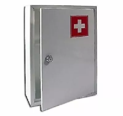 New Metal White Cabinet Steel Locking Medicine Drugs Upboard Storage First Aid • £14.95