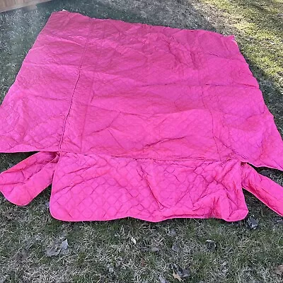 Vtg Satin Quilted Bedspread Full Size Dark Barbie Pink Hollywood Regency Twin • $64.99