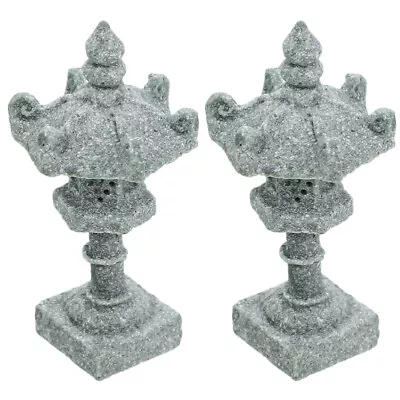  2 Pcs Mini Pagoda Statue Zen Garden Miniature Ornament Lantern Six Sides • $8.78