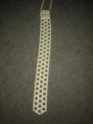 Vintage 1970s Faux Pearl Necktie Necklace Choker • $11