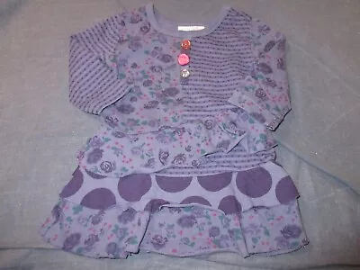 Baby Girls Dress By NAARTJIE -Sz 3-6 M - Purple W/ FLOWERS STRIPES & POLKA DOTS • $7