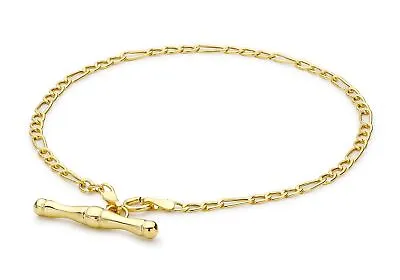 Hollow Figaro T-Bar Bracelet 19cm/7.5' 9ct Yellow Gold • £135.33