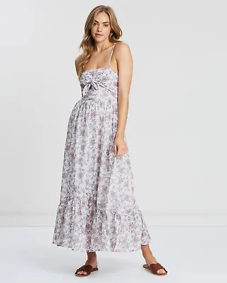 $36 • Buy TIGERLILY Margaux Ivory Floral Print Tie Front Maxi Dress Size 12