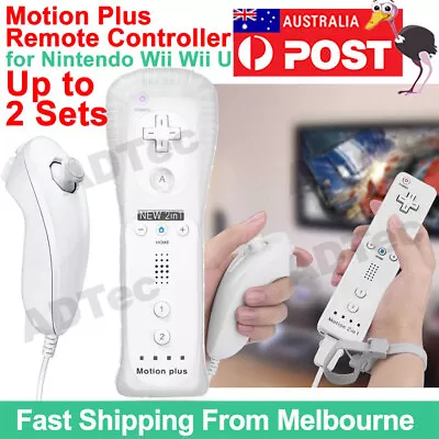 2 Pack For Wii Remote 2 IN 1 Built In Motion Plus Remote Controller +Nunchuck • $32.25