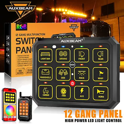 AUXBEAM RGB 12 Gang Switch Panel Relay System Bluetooth Control Truck Pickup • $285.98