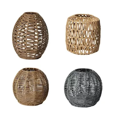 Handmade Woven Pendant Lamp Shade Rope Weave Lampshade Retro Chandelier Cover • $25.64