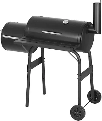 Large Charcoal BBQ Barrel Grill Garden Barbecue Patio Smoker Portable Wheels UK • £79.99
