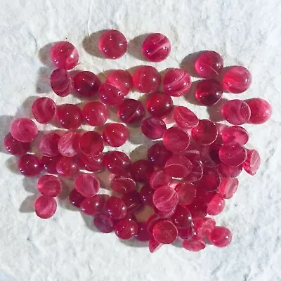 AL985 Vintage Glass Cabochons 7mm Round Ruby  Flawed  Unfoiled(72) • $6.99