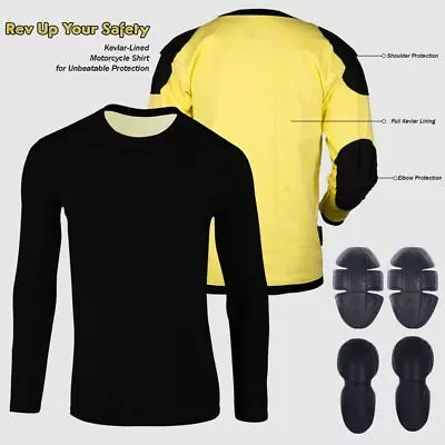 Motorcycle Kevlar Lined Protective Cotton T-shirt Full Sleeve Armor Protection • $89.99