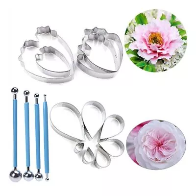 7 Pcs Rose Petal Cutter And 4 Pcs Herbaceous Peony Cutter 4 Pcs Metal Ball • £9.46