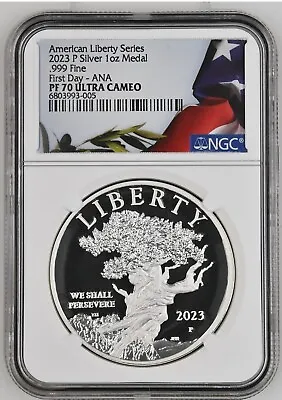 $179.99 • Buy 2023 P NGC PF70 American Liberty 1 OZ Silver Medal ANA RELEASES FDOI FIRST DAY %