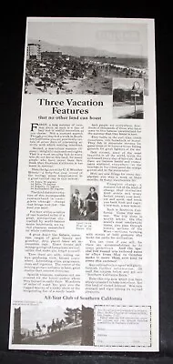 $12.99 • Buy 1923 Old Magazine Print Ad, All Year Club Of Southern California, For Vacations!