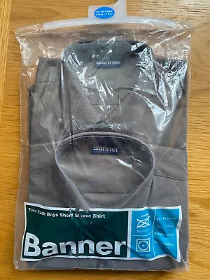 £10 • Buy Banner Twin Pack Boys Grey Short Sleeve Shirts