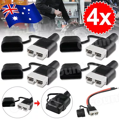 4pcs Waterproof 50A Anderson Plug Dust Cable Sheath Cover Black With Cap • $9.85