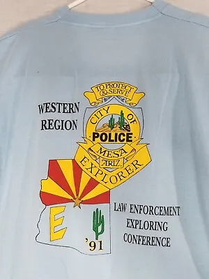 Vtg 90s Mesa AZ Law Enforcement Exploring Conference Shirt Blue Men's Size XL • $24.95