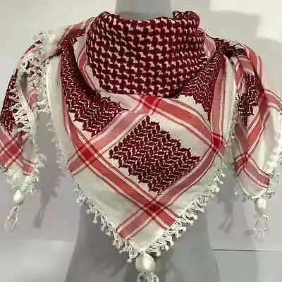Keffiyeh Scarf Palestine Shemagh Original Arab Kufiya Scarf Red Made In Palestin • $22.04
