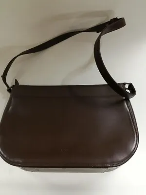 Issey Miyake Dark Brown Leather Plain Zip-Closure One Handle Shoulder Bag • $109