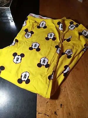 Disney Parks Mickey Mouse Lounge Pants Mens Yellow Allover Print Size XXL Worn 1 • $18.80