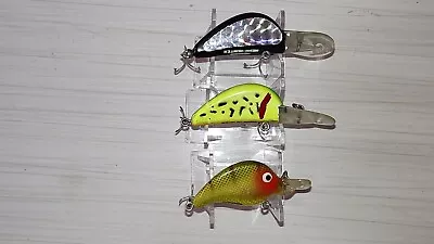 #498 Lot Of 3 Vintage Heddon Fishing Lures One Is Squarebill Nice Colors • $19.99