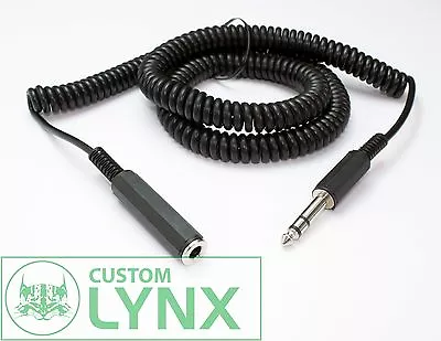 5m Curly Headphone Extension Cable 6.35mm 1/4  Stereo Plug To Socket Balanced • £5.95