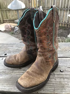 Justin Gypsy Raya L2900 Brown Turquoise Western Boots Women’s Size 7B Distressed • $12