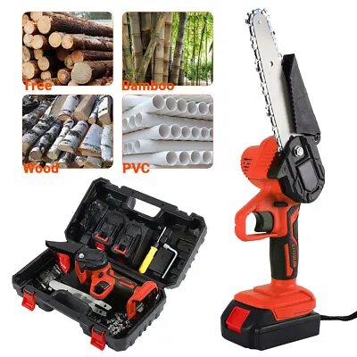 Mini Chainsaw Cordless 6Inch Electric Chain Saw 550W Battery Power Rechargeable • $37.90