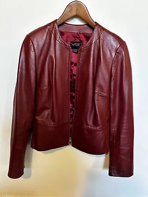 Red Leather Jacket Size Small - VS2 By Vakko In Great Condition -Genuine Leather • $40
