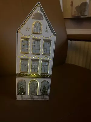 M&S Decorative Biscuit Tin Lights Up Tower House 10 Inches In Height Snacks   • £6.50