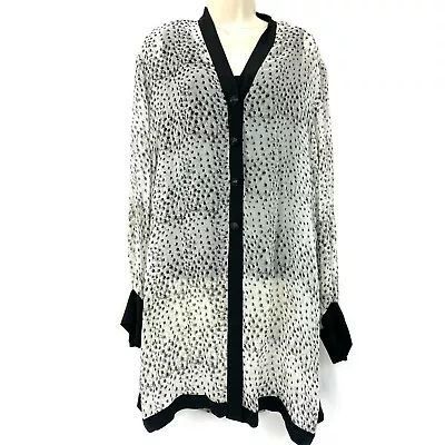 Vera Cristina Top Medium Silk Black White Polka Dot Tunic Blouse Twin Set NEW • $20.99