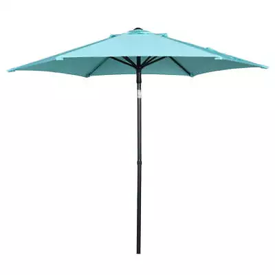 7.5 Ft Push-Up Round Market Umbrella6 Ribs Aqua • $37.40