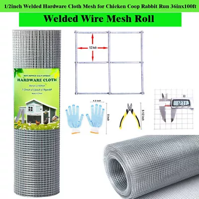 Hardware Cloth 1/2inch 36  X 100' Galvanized Welded Wire Mesh Chicken Wire Fence • $90.17