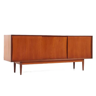 Mid Century Swedish Teak Sliding Door Credenza • $4447