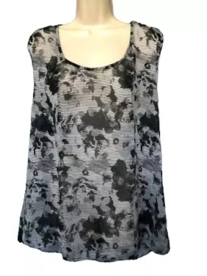 Maurices Plus Sheer Blouse Size 0 Floral Sleeveless Tank Top Women's • $12