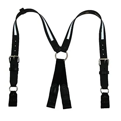 $148.03 • Buy Boston Leather Leather Reflective Loop End Fireman Work Suspenders Black