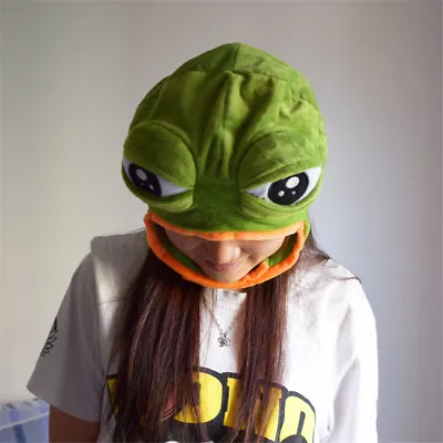 $17.08 • Buy Halloween Sad Frog Pepe Costume Warmer Hat Cap Beanie Unisex Mask Adults Kids