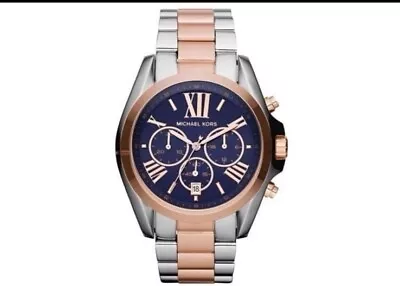 ✅ Michael Kors ✅ Bradshaw Gold Pink Navy Silver Watch - Gently Used! • $59