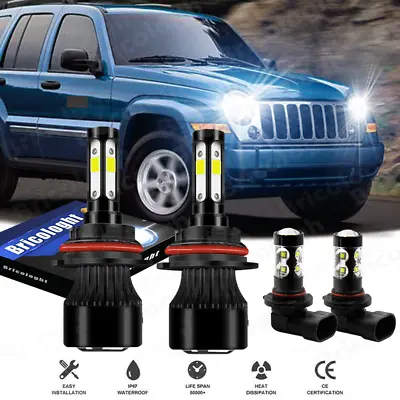 For Jeep Liberty 2002-2007 LED Headlight Hi/Lo + Fog Light Bulbs Combo 4x C • $26.17