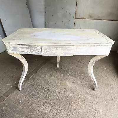 Painted Shabby Hall Table Desk Console Table Cabriole Legs Drawers • £230