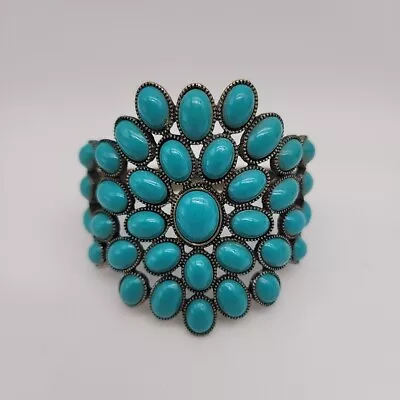 Vintage Handcrafted Turquoise Silvertone Bracelet  • $39.99