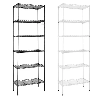 6 Tier Metal Storage Rack Shelves Adjustable Height Organizer Shelf Shelving NEW • £45.99