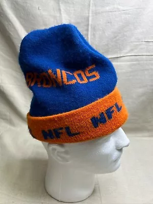 Vintage Denver Broncos NFL Football Hat Stocking Cap One Size Blue Orange • $17.99