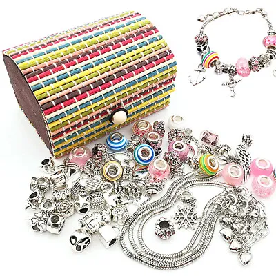 £11.06 • Buy Girls Bracelet Making Kit Beads Jewellery Charms Pendant Set DIY Craft Kids Gift