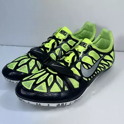 Nike Track Field Running Shoes Size 10.5 US 429931-700 Neon Yellow Black Athlete • £15.43