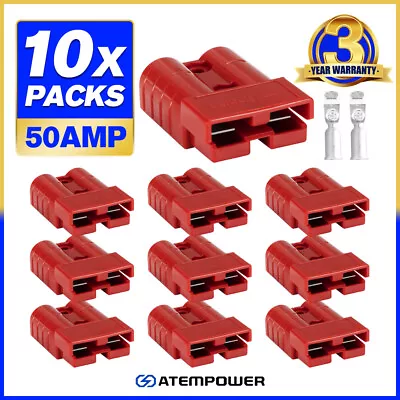 $21.95 • Buy Atem Power 10Pcs Anderson Style Plug Connectors 50 AMP 12-24V 6AWG DC Power Tool