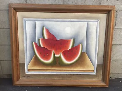 Gustavo Martinez Listed Mexico Modernism Abstract Oil Painting Watermelon Cubism • $600