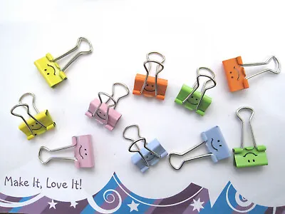 £2.29 • Buy 10 X SMILEY FACE 19MM Small BULLDOG BINDER CLIPS PAPER Stationary Filing Craft