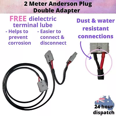 2m 50 Amp Anderson Plug Extension Lead With Double Adaptor 6mm Automotive Cable  • $32.97