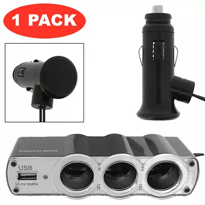 *1~3 PACK* Car Multi Socket Power Adapter For 3 Lighter Sockets And USB Port • $7.99