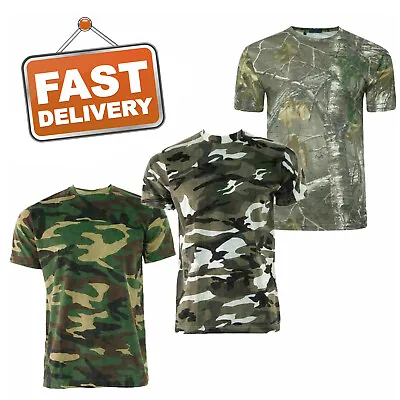 £7.99 • Buy Mens Camo T Shirt Camouflage Army Combat Military Hunting Fishing Gym Outdoor UK
